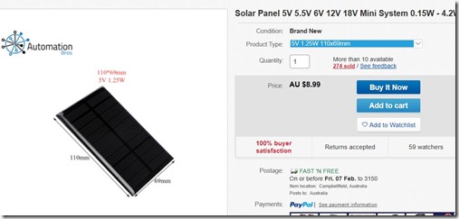 Solar panel 5v -  1.25W